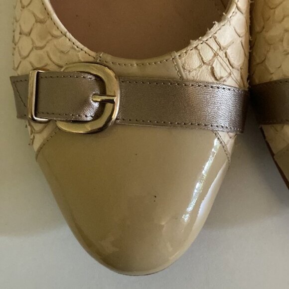 👠✨ Vintage Rolando Bellagio Beige & Taupe Leather Block Heel Pumps  ✨👠 - Picture 10 of 11